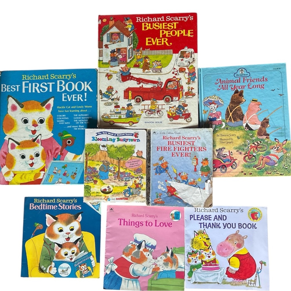 Vintage “The Busy World of Richard Scarry” & one Patricia Scarry Mixed Books (8)